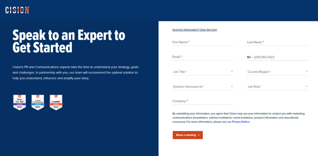 Cision contact page