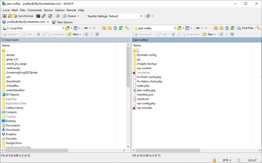 Flywheel hosting using SFTP through WinSCP