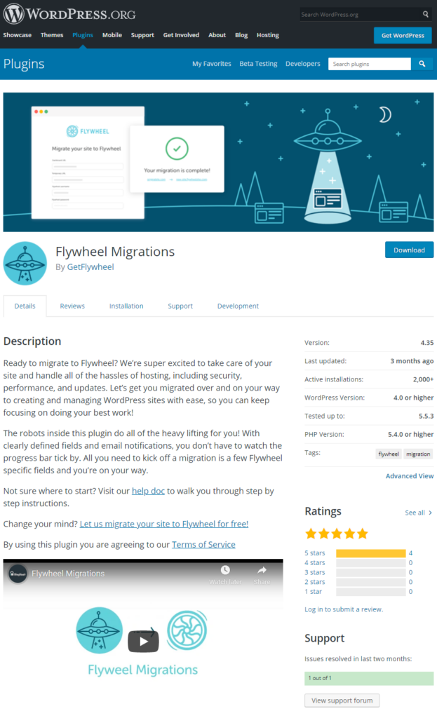 Flywheel's official WordPress migration plugin