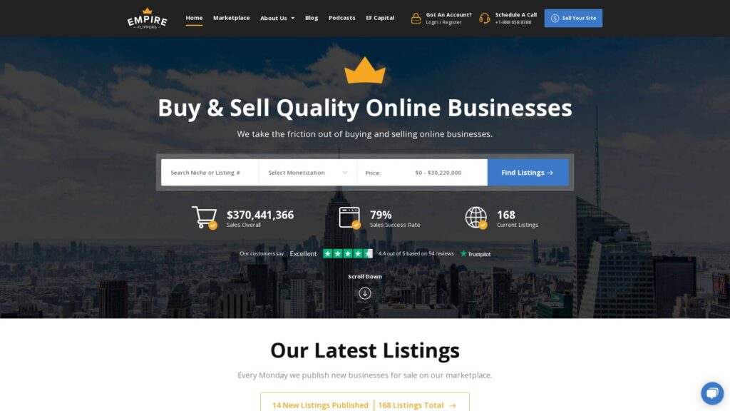 Empire Flippers' Online Business Marketplace