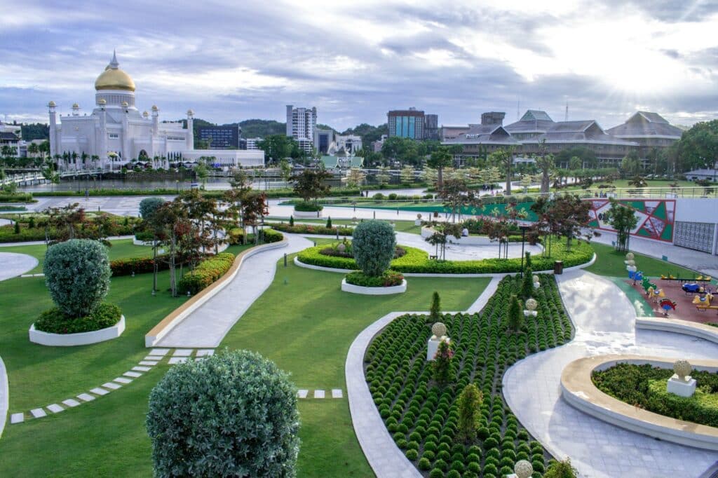 Manicured gardens in Brunei