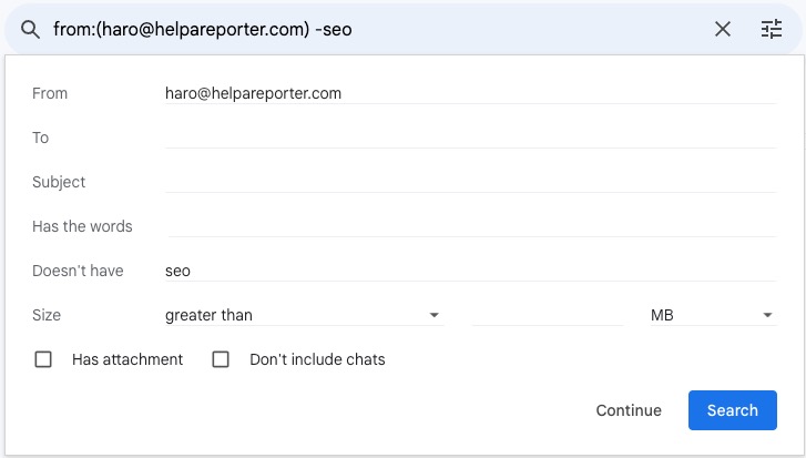 Setting up a Gmail filter for HARO digests
