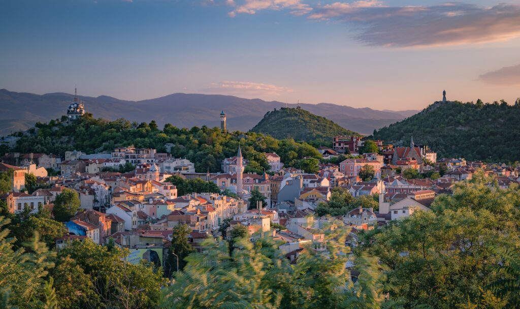 A Bulgarian town at sunrise
