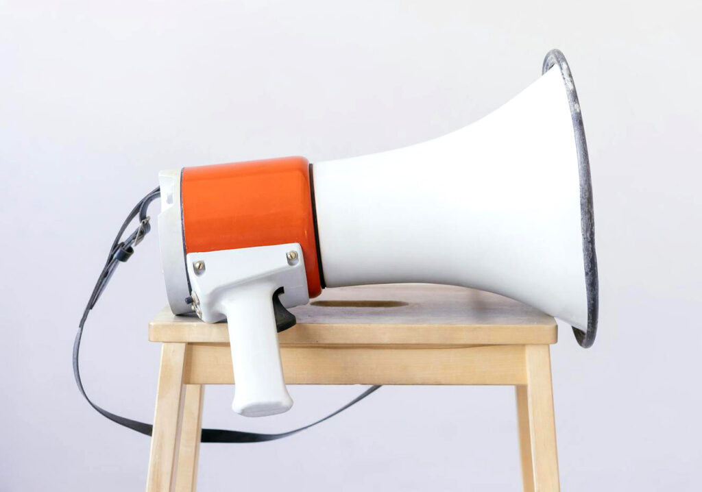 White and orange megaphone