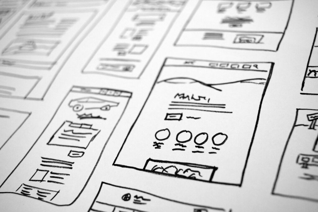 Website strategy drawn on paper